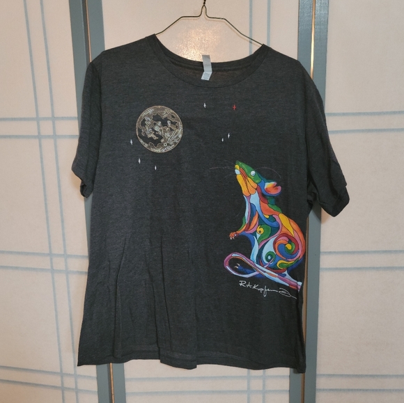 Embroidered Lady's Crew-Neck Graphic Tee "Rat" by rk3handcrafted - Picture 3 of 3